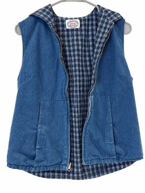 Vintage Carolina Blues Women's Blue Denim Hooded Reversible Vest